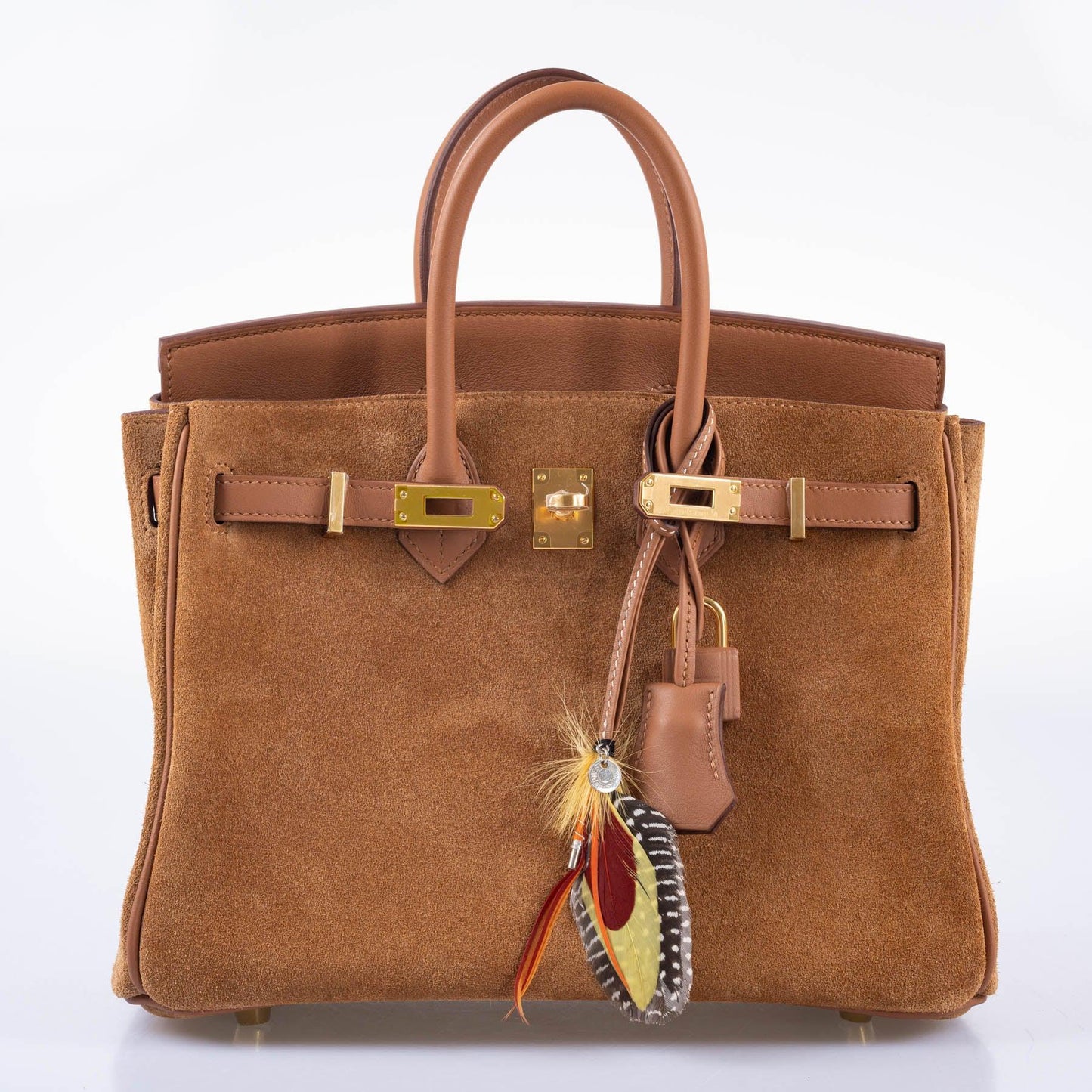 Hermes Birkin 25 Grizzly Gold Veau Doblis Suede and Gold Swift with Gold Hardware