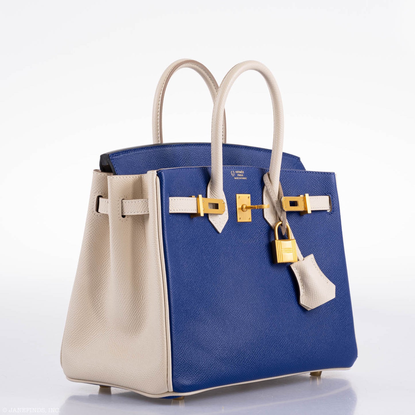 Hermes Birkin 25 HSS Bi-Color Blue Electrique & Craie Epsom Brushed Gold Hardware - 2016, X