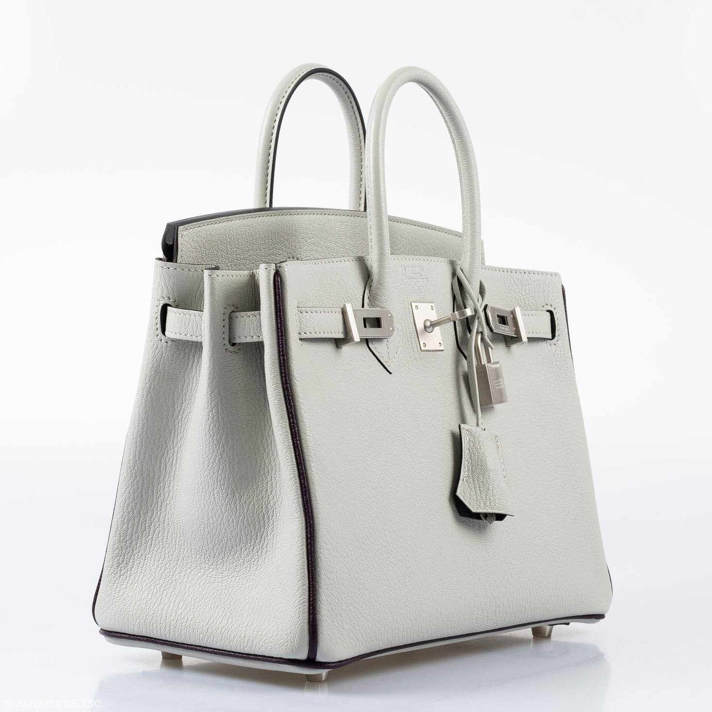 Hermes Birkin 25 HSS Bi-Color Gris Perle and Raisin Chevre Brushed Palladium Hardware - Special Edition