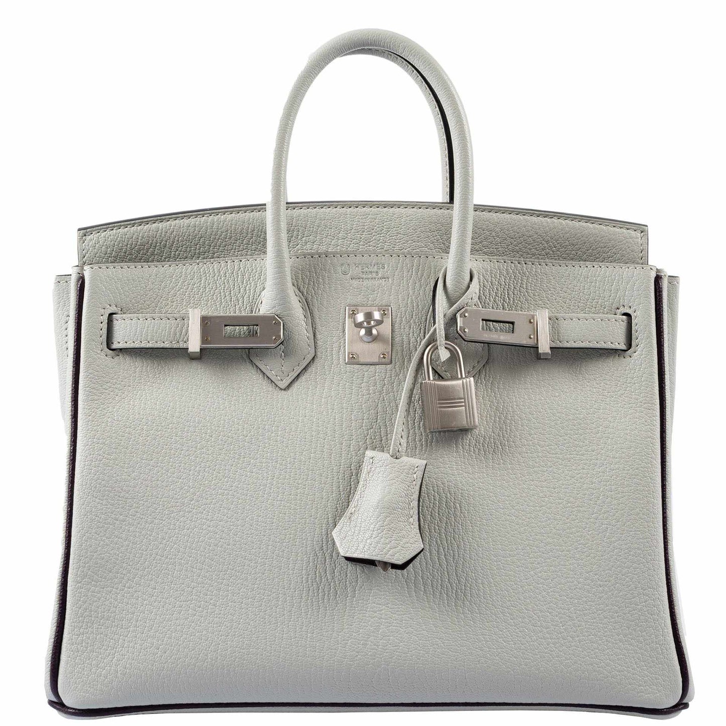 Hermes Birkin 25 HSS Bi-Color Gris Perle and Raisin Chevre Brushed Palladium Hardware - Special Edition