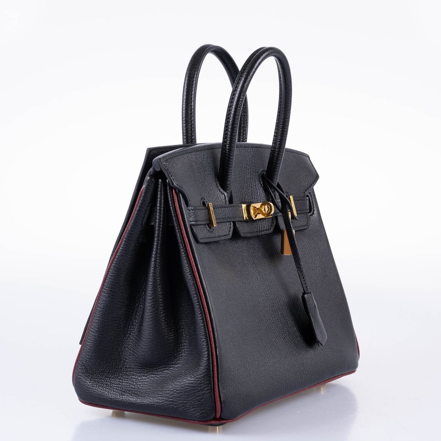 Hermes Birkin 25 HSS Black Chèvre with Rouge H Piping & Interior with Gold Hardware