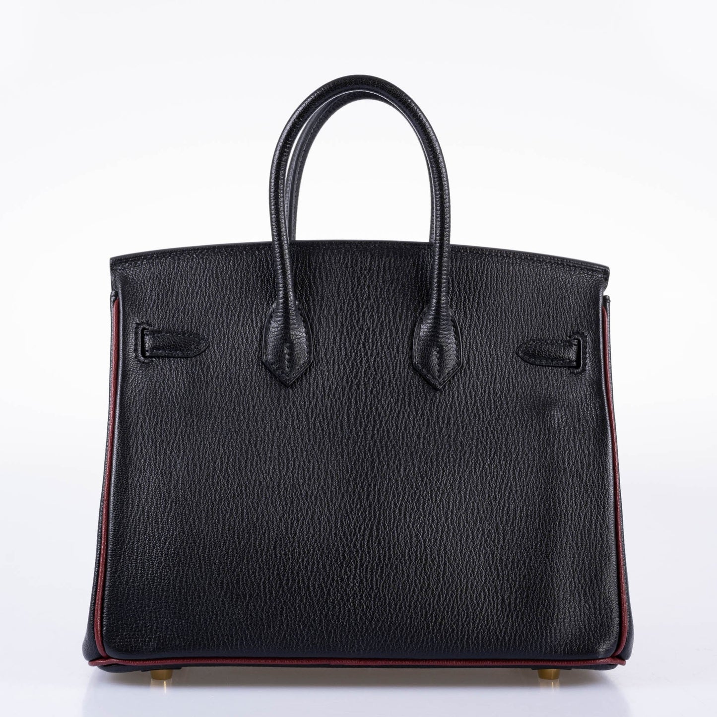 Hermes Birkin 25 HSS Black Chèvre with Rouge H Piping & Interior with Gold Hardware