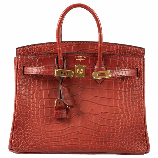 Hermes Birkin 25 HSS Rouge H Alligator & Orange Interior Gold Hardware