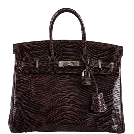 Hermes Birkin 25 Havane Nilo Lizard with Palladium Hardware - 2007, K Square