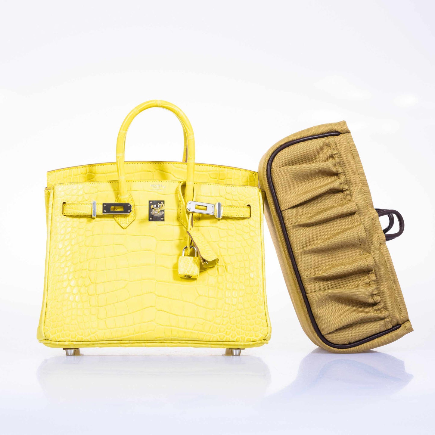 Hermes Birkin 25 Lime Yellow Matte Alligator Palladium Hardware