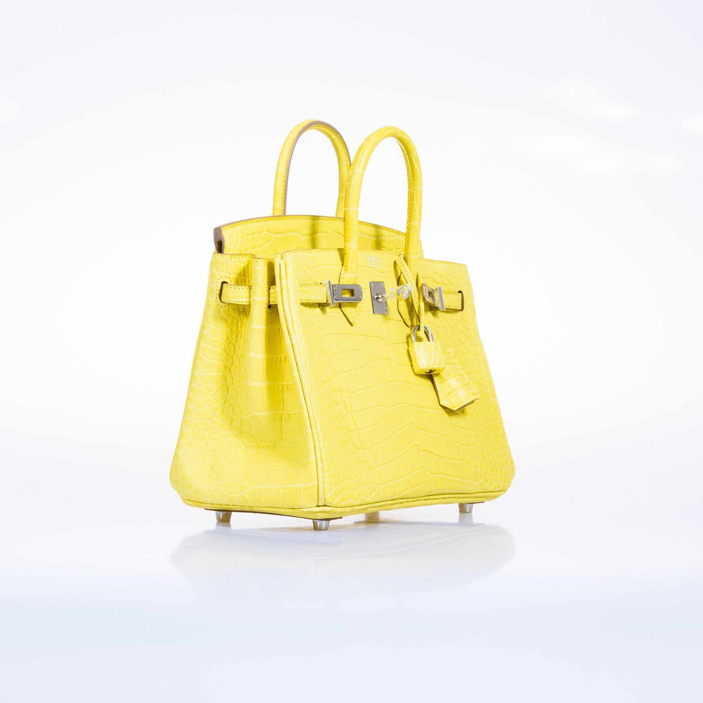 Hermes Birkin 25 Lime Yellow Matte Alligator Palladium Hardware