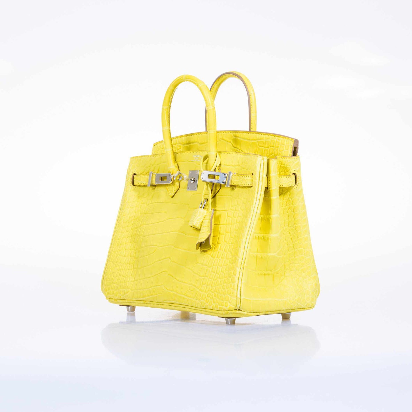 Hermes Birkin 25 Lime Yellow Matte Alligator Palladium Hardware