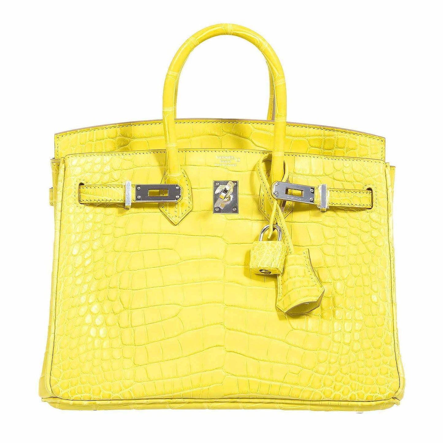 Hermes Birkin 25 Lime Yellow Matte Alligator Palladium Hardware