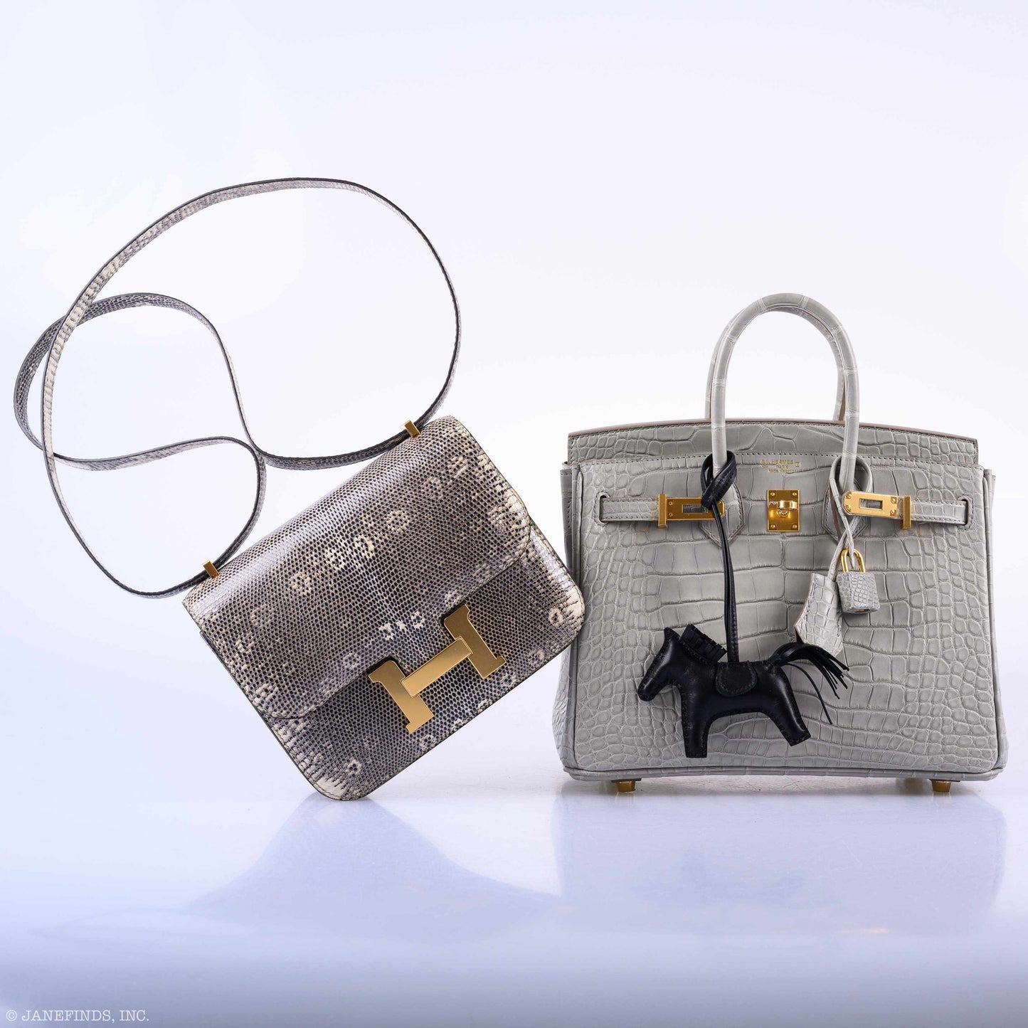 Hermes Birkin 25 Matte Gris Perle Alligator Gold Hardware - 2019, D