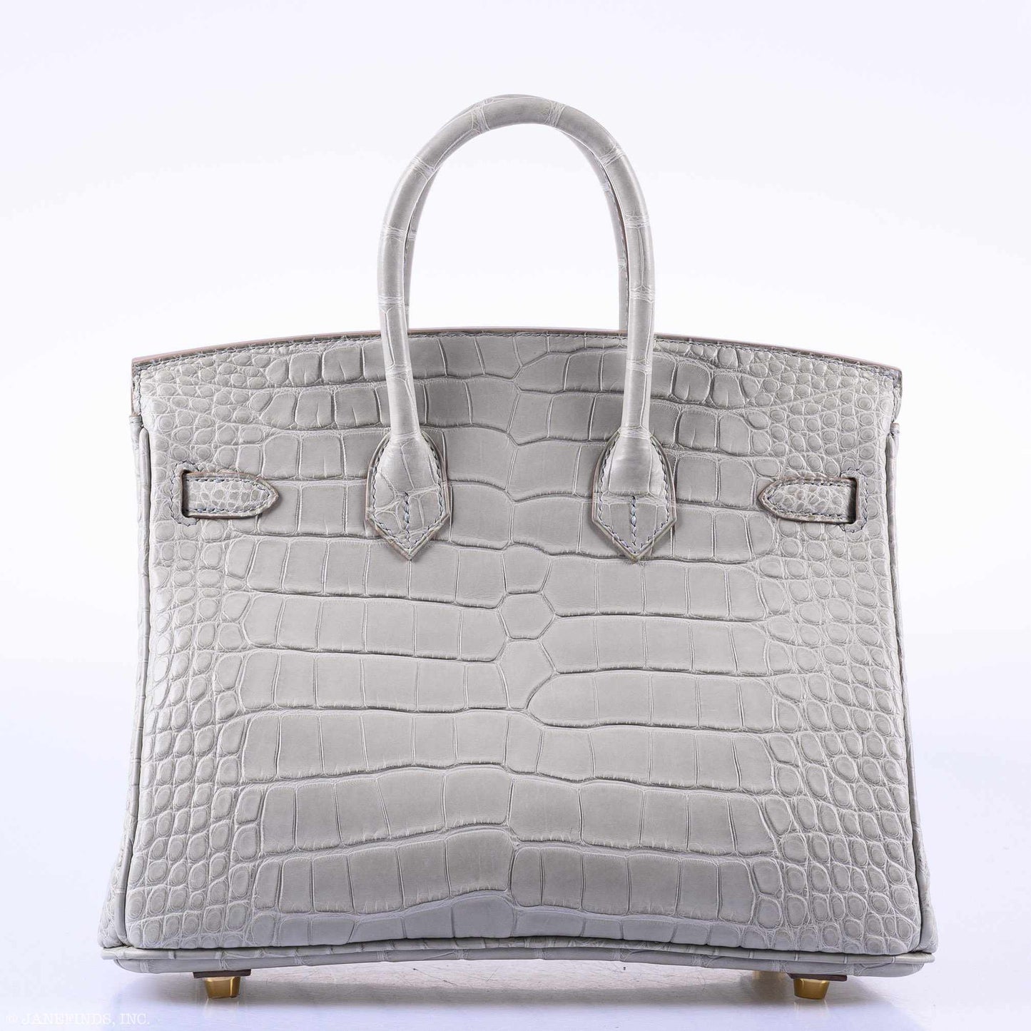 Hermes Birkin 25 Matte Gris Perle Alligator Gold Hardware - 2019, D