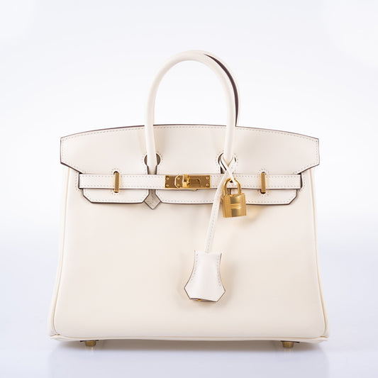 Hermes Birkin 25 Nata Swift leather Gold Hardware - 2021, Z