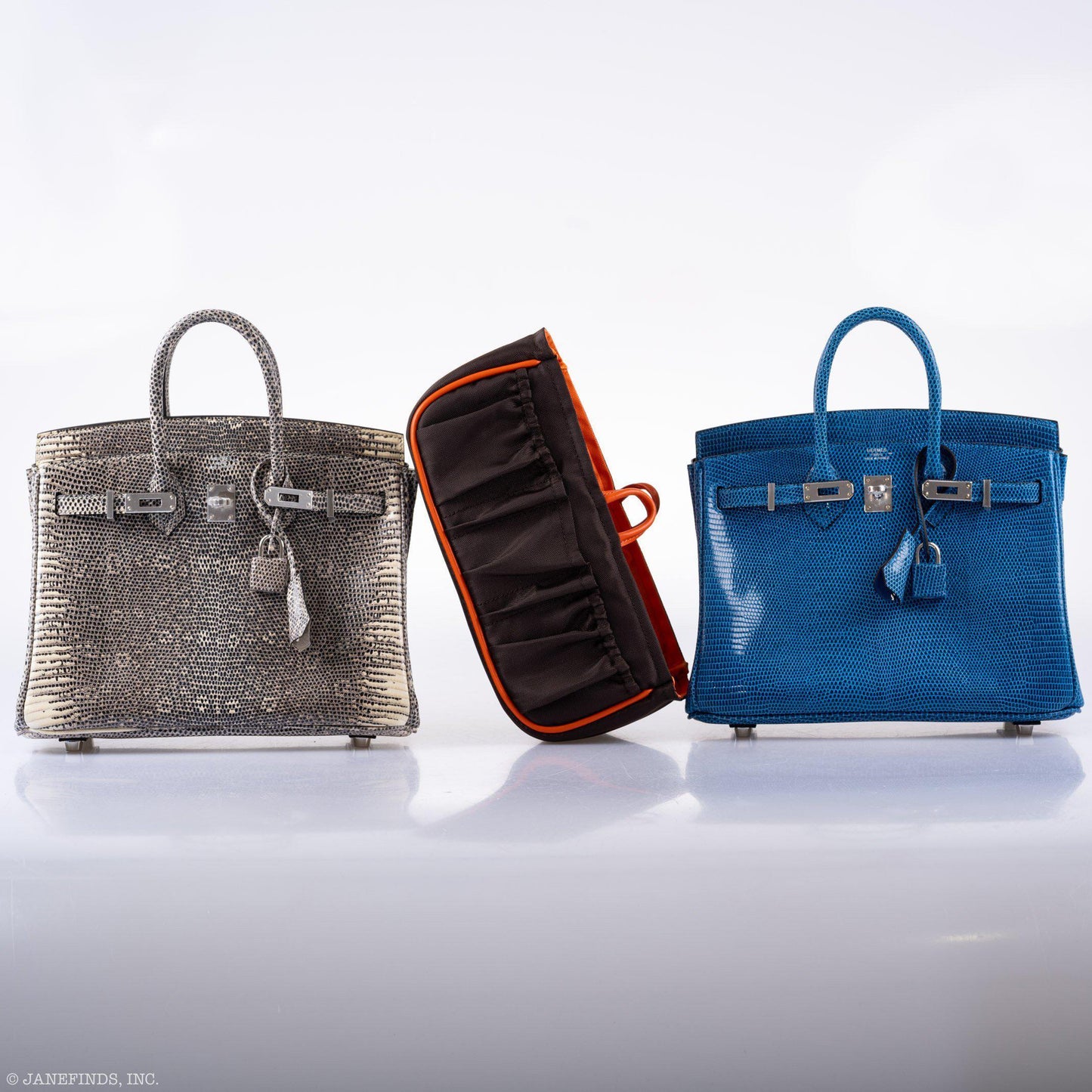 Hermes Birkin 25 Ombre Lizard Palladium Hardware