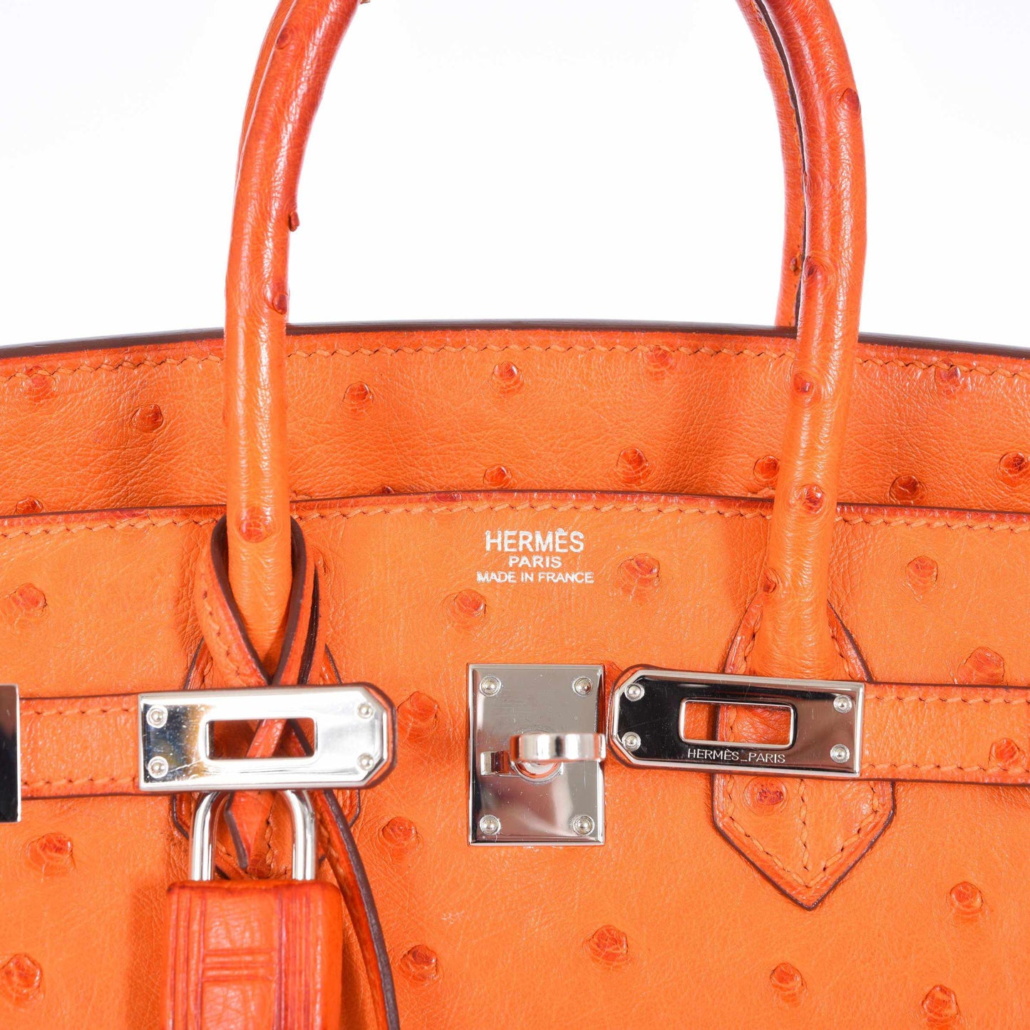 Hermes Birkin 25 Ostrich Tangerine Orange Palladium