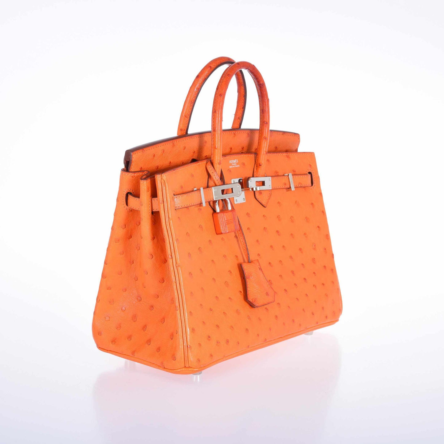 Hermes Birkin 25 Ostrich Tangerine Orange Palladium