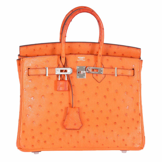 Hermes Birkin 25 Ostrich Tangerine Orange Palladium