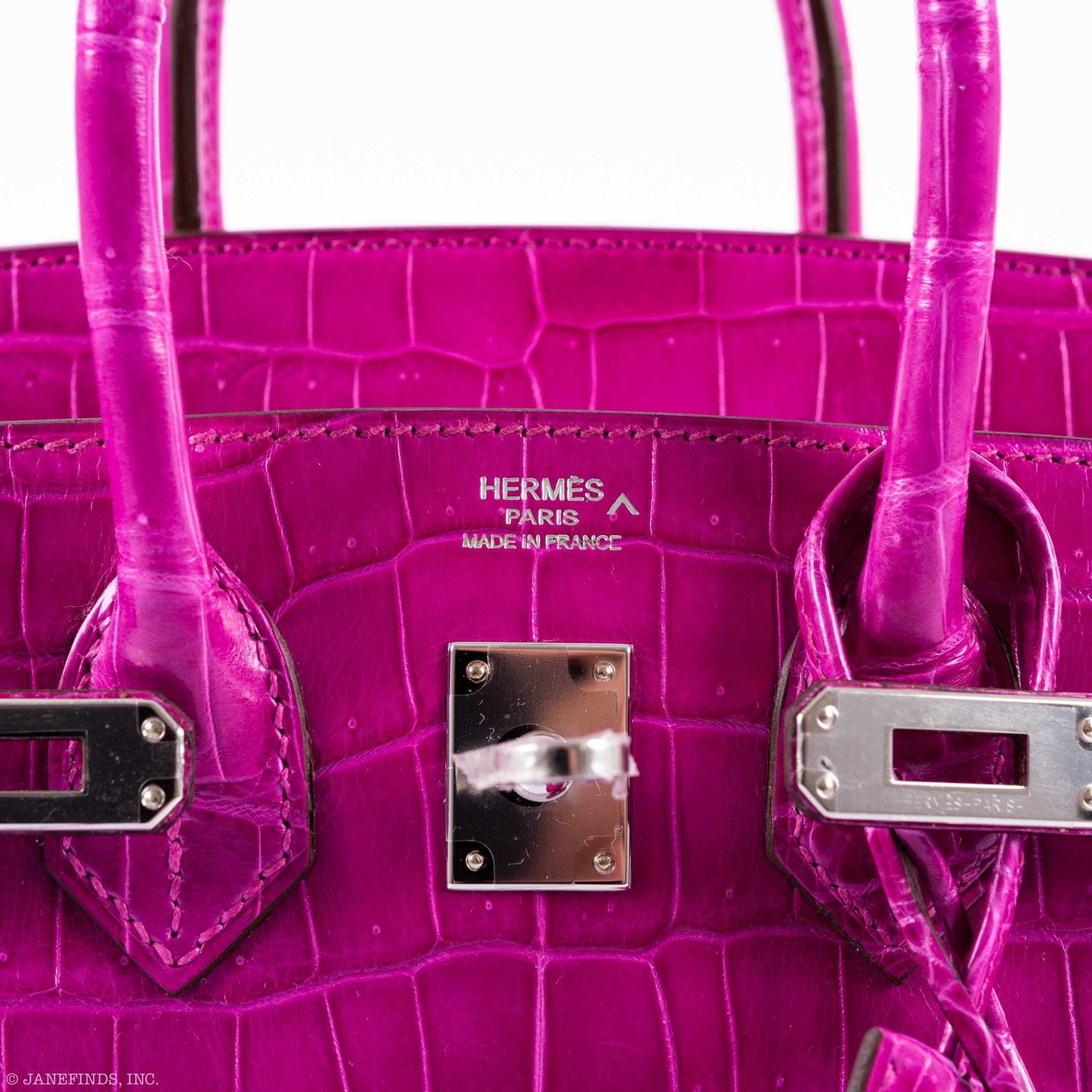 Hermes Birkin 25 Rose Scheherazade Porosus Crocodile Palladium Hardware