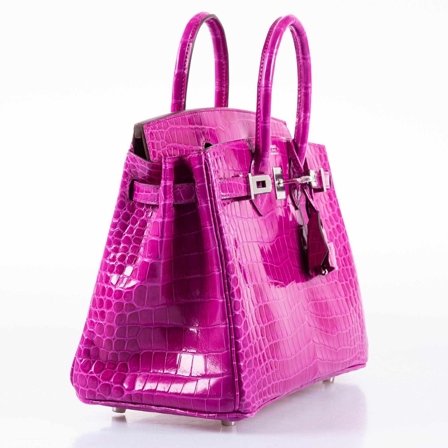 Hermes Birkin 25 Rose Scheherazade Porosus Crocodile Palladium Hardware