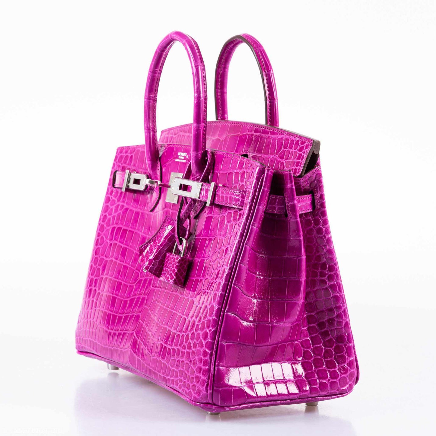 Hermes Birkin 25 Rose Scheherazade Porosus Crocodile Palladium Hardware