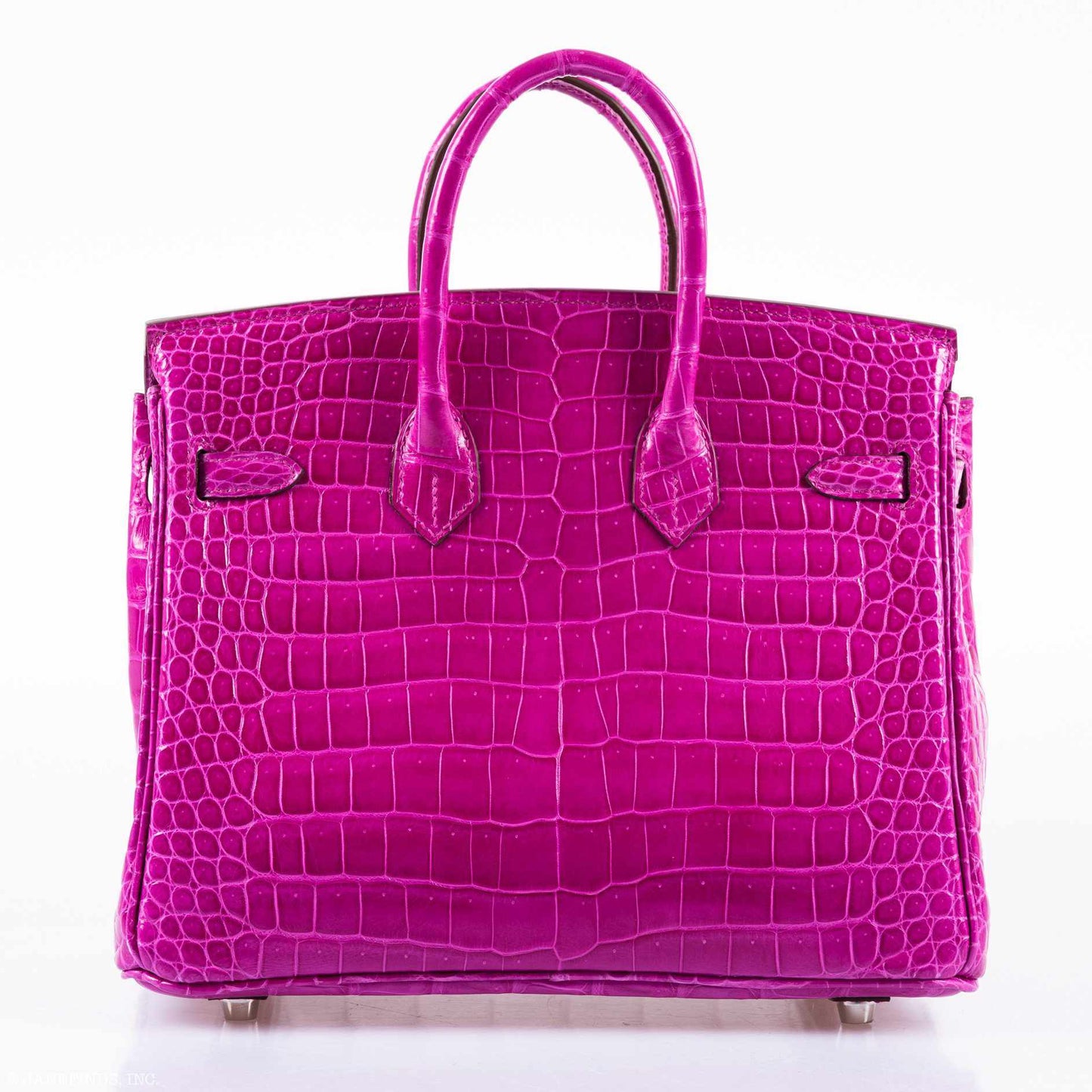 Hermes Birkin 25 Rose Scheherazade Porosus Crocodile Palladium Hardware