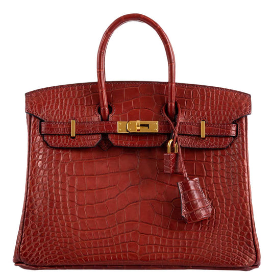 Hermes Birkin 25 Rouge H Verso Orange Alligator Gold Hardware