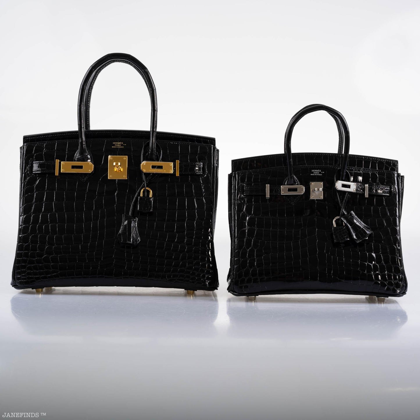 Hermes Birkin 25 Shiny Black Niloticus Crocodile with Palladium Hardware - 2019, D