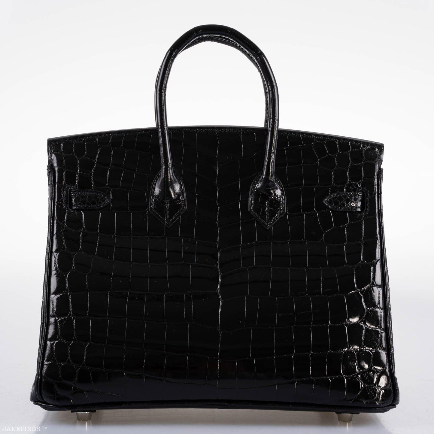 Hermes Birkin 25 Shiny Black Niloticus Crocodile with Palladium Hardware - 2019, D