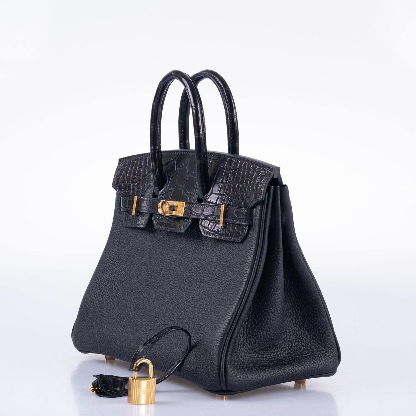 Hermes Birkin 25 Touch Black Togo and Matte Alligator Gold Hardware