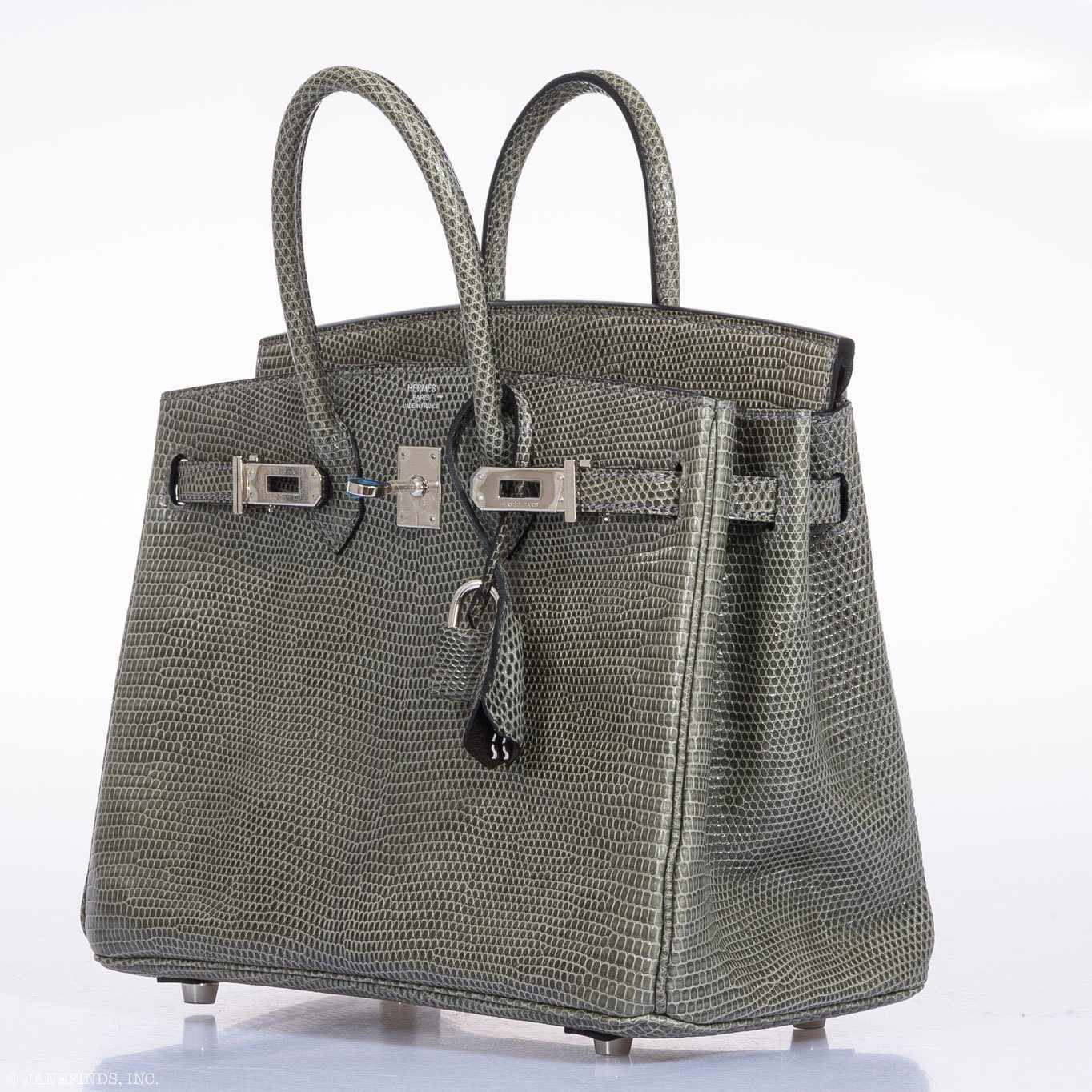 Hermes Birkin 25 Vert De Gris Salvator Lizard Palladium Hardware - Rare