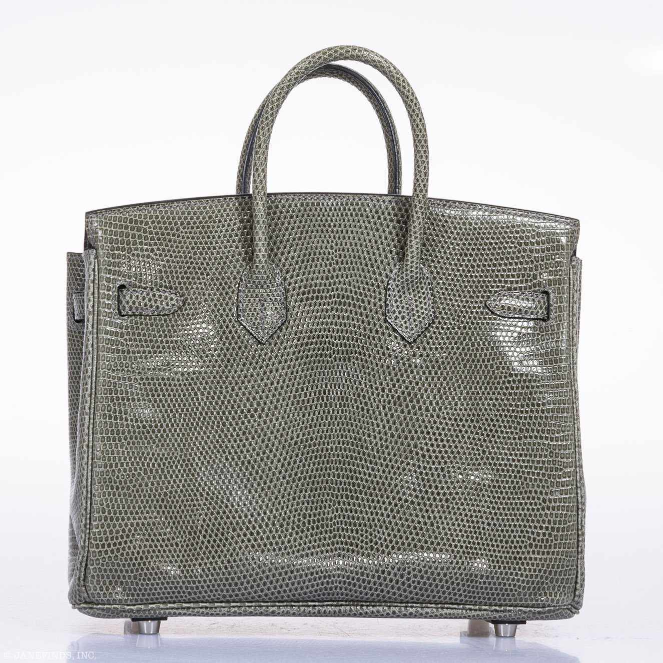 Hermes Birkin 25 Vert De Gris Salvator Lizard Palladium Hardware - Rare