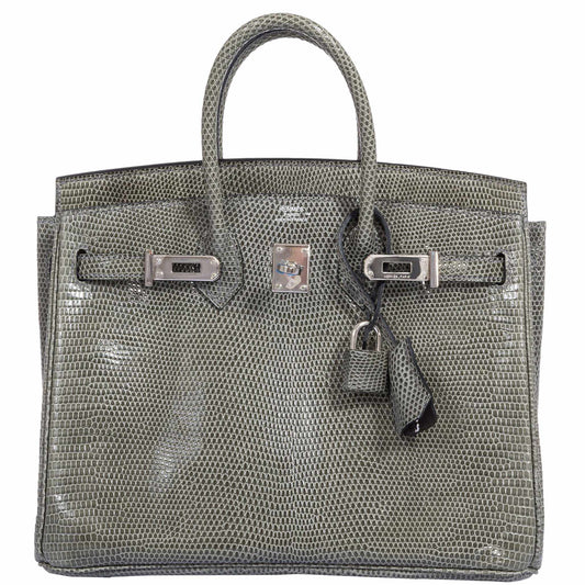 Hermes Birkin 25 Vert De Gris Salvator Lizard Palladium Hardware - Rare