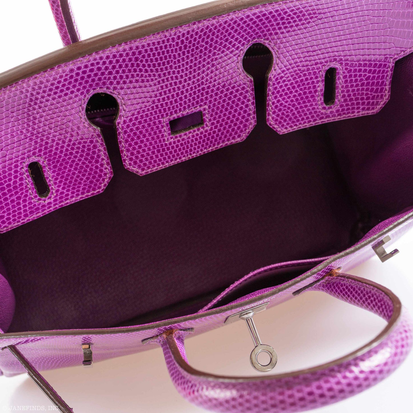 Hermes Birkin 25 Violet Lizard Ruthenium Hardware - 2006