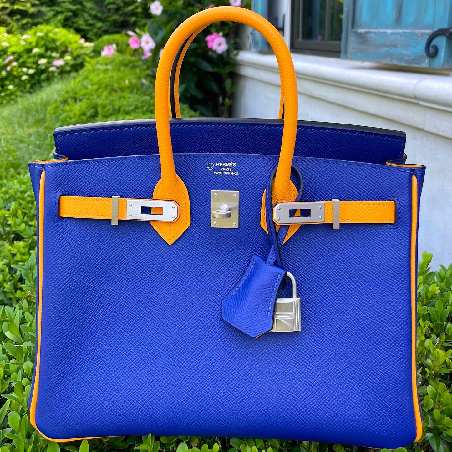 Hermes HSS Birkin 25 Jaune D’Or & Blue Electric Epsom Brushed Palladium Hardware - 2018, C