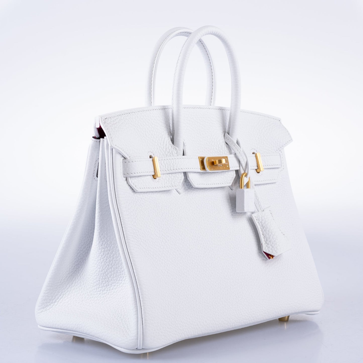 Hermes HSS Birkin 25 White Togo and Rose Pourpre Interior with Brushed Gold Hardware - 2021, Z