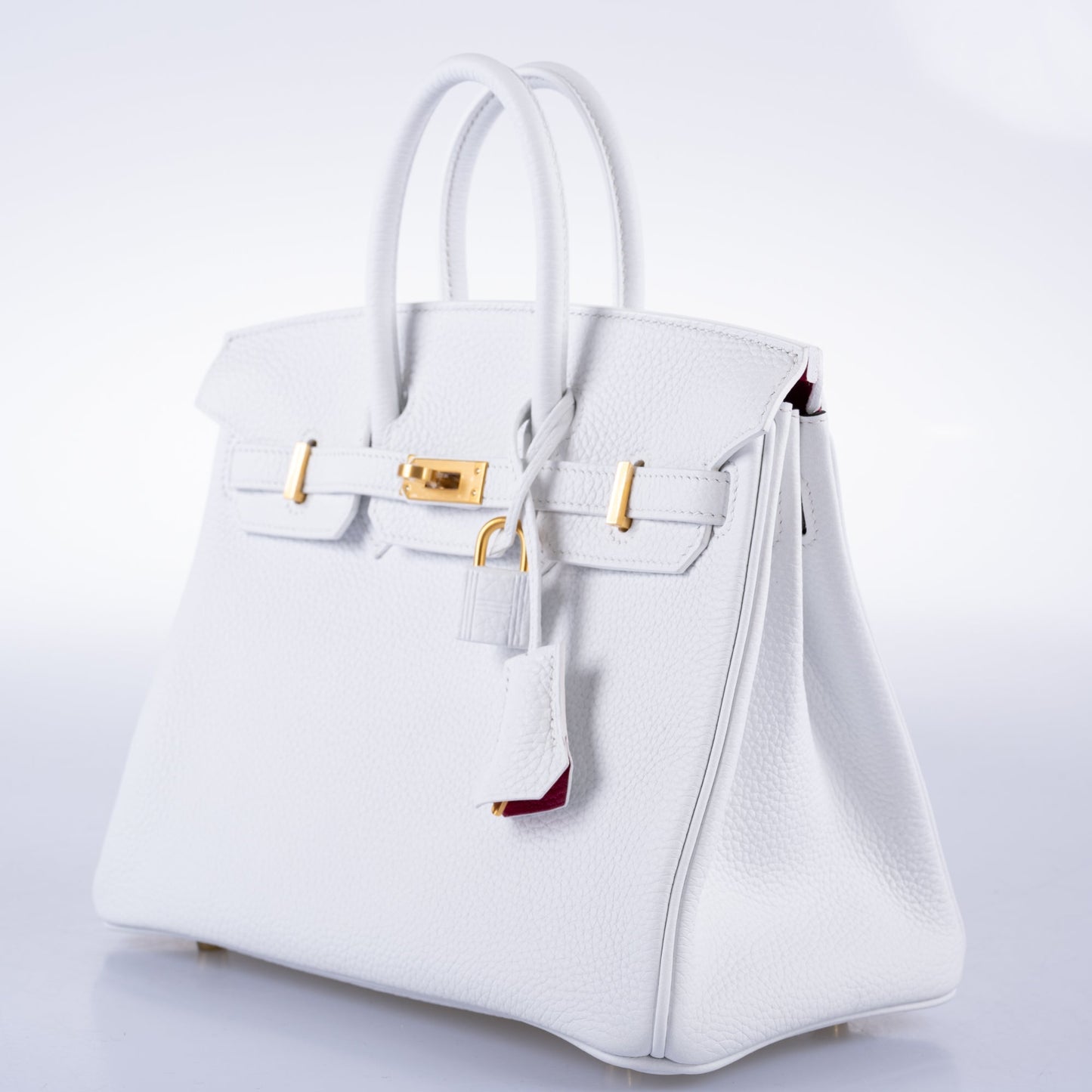 Hermes HSS Birkin 25 White Togo and Rose Pourpre Interior with Brushed Gold Hardware - 2021, Z