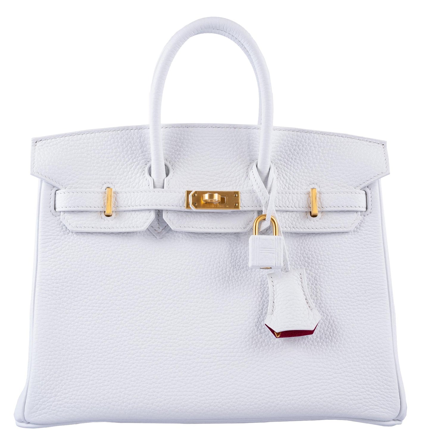 Hermes HSS Birkin 25 White Togo and Rose Pourpre Interior with Brushed Gold Hardware - 2021, Z