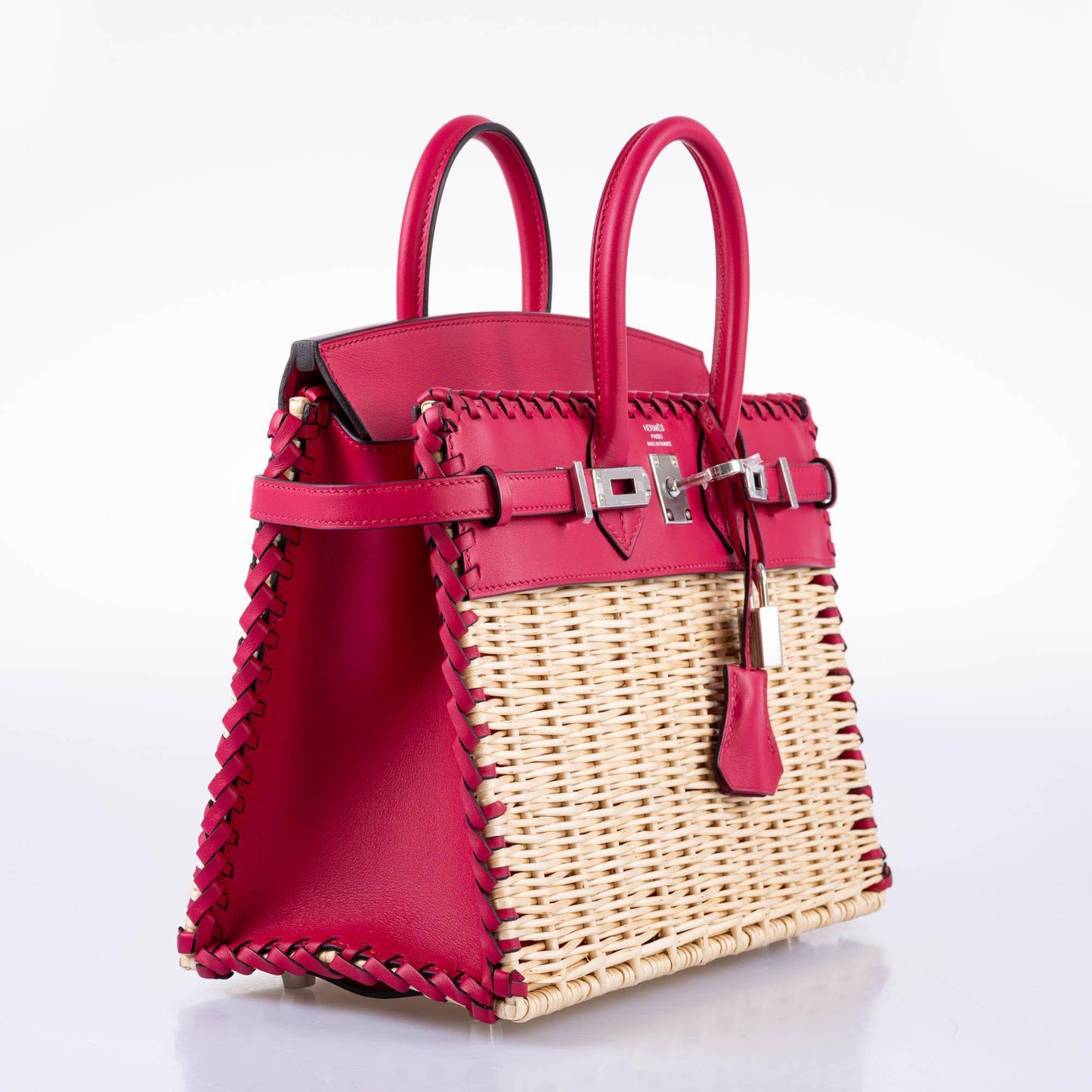 Hermes Picnic Birkin 25 Osier Wicker & Framboise Swift with Palladium Hardware