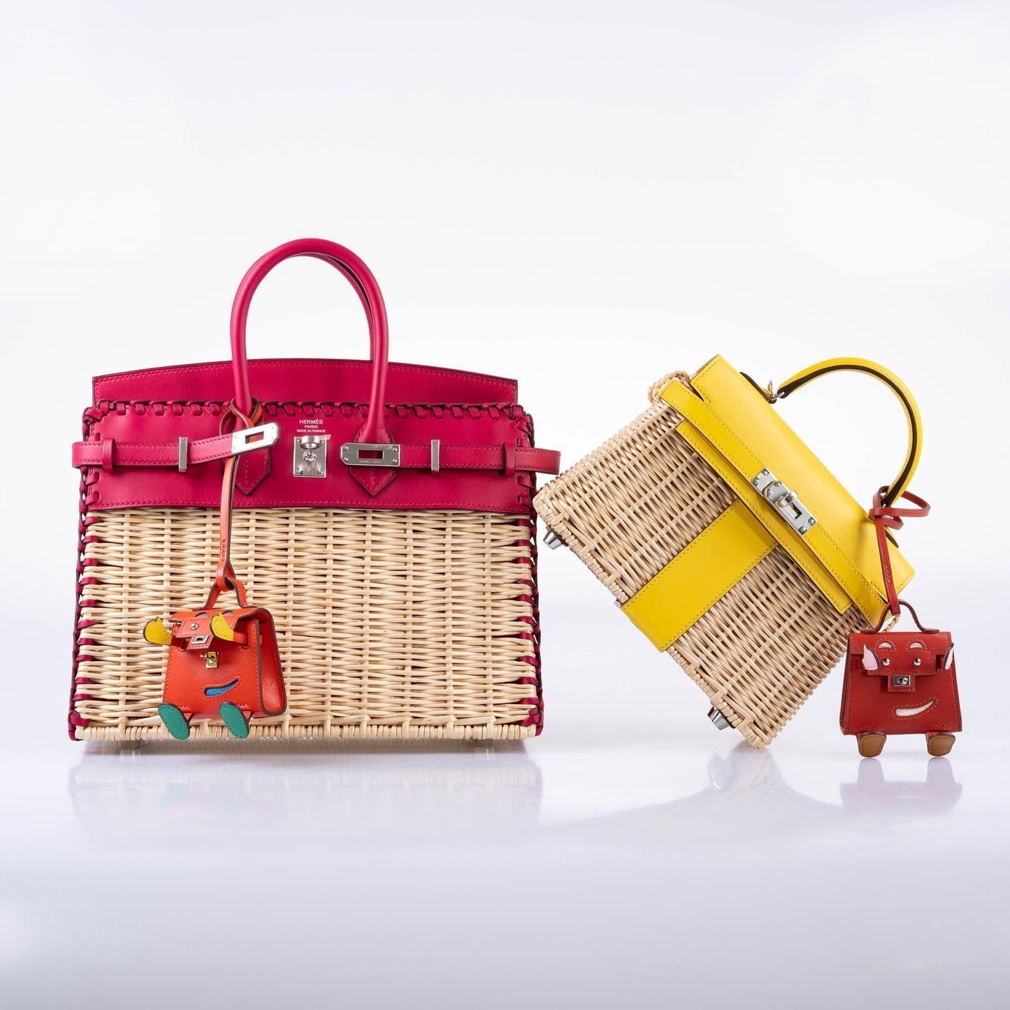 Hermes Picnic Birkin 25 Osier Wicker & Framboise Swift with Palladium Hardware