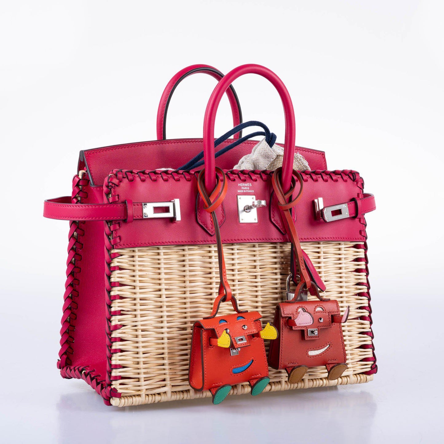 Hermes Picnic Birkin 25 Osier Wicker & Framboise Swift with Palladium Hardware - 2021, Z