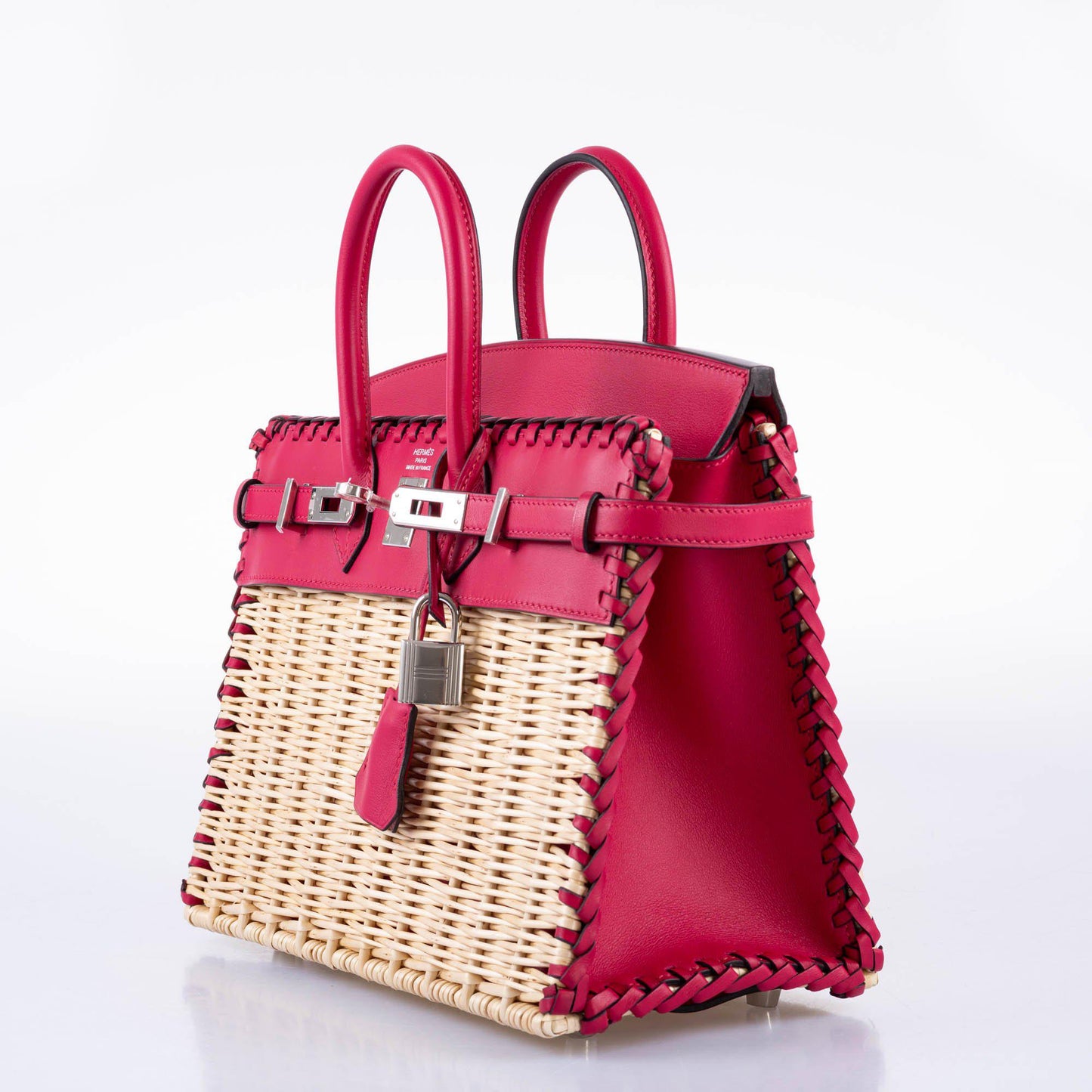 Hermes Picnic Birkin 25 Osier Wicker & Framboise Swift with Palladium Hardware - 2021, Z