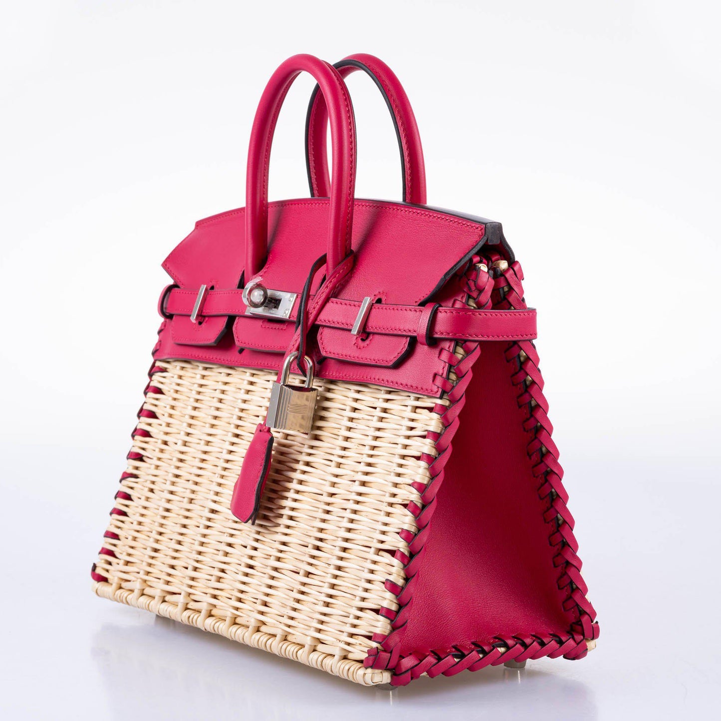 Hermes Picnic Birkin 25 Osier Wicker & Framboise Swift with Palladium Hardware - 2021, Z