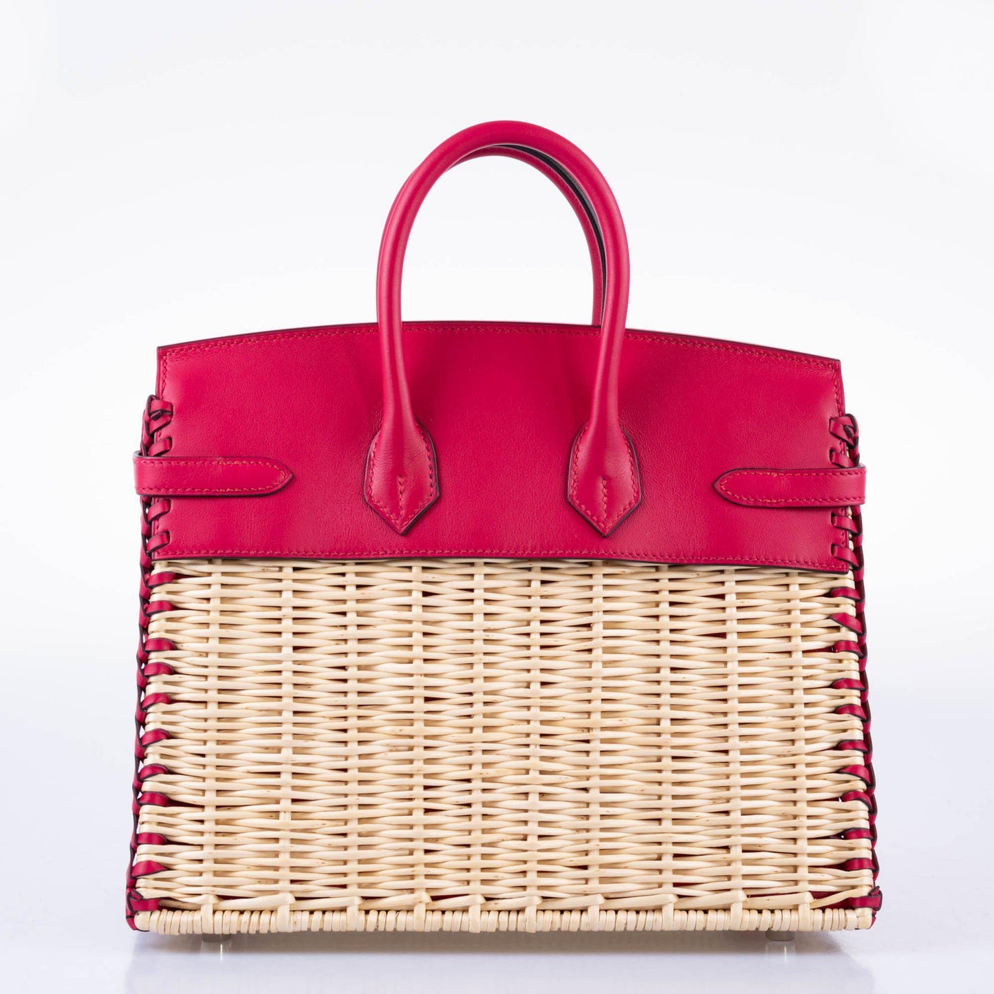 Hermes Picnic Birkin 25 Osier Wicker & Framboise Swift with Palladium Hardware - 2021, Z