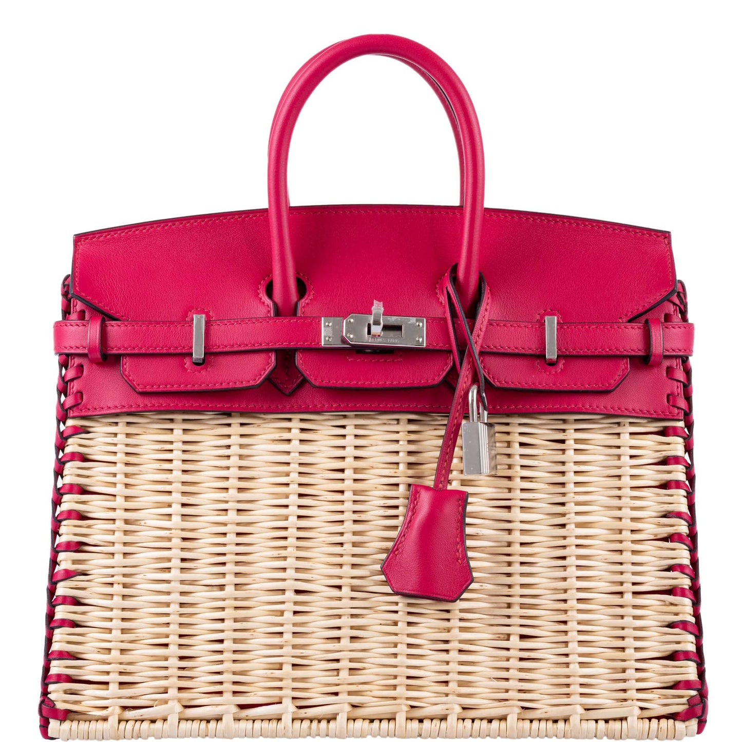 Hermes Picnic Birkin 25 Osier Wicker & Framboise Swift with Palladium Hardware - 2021, Z