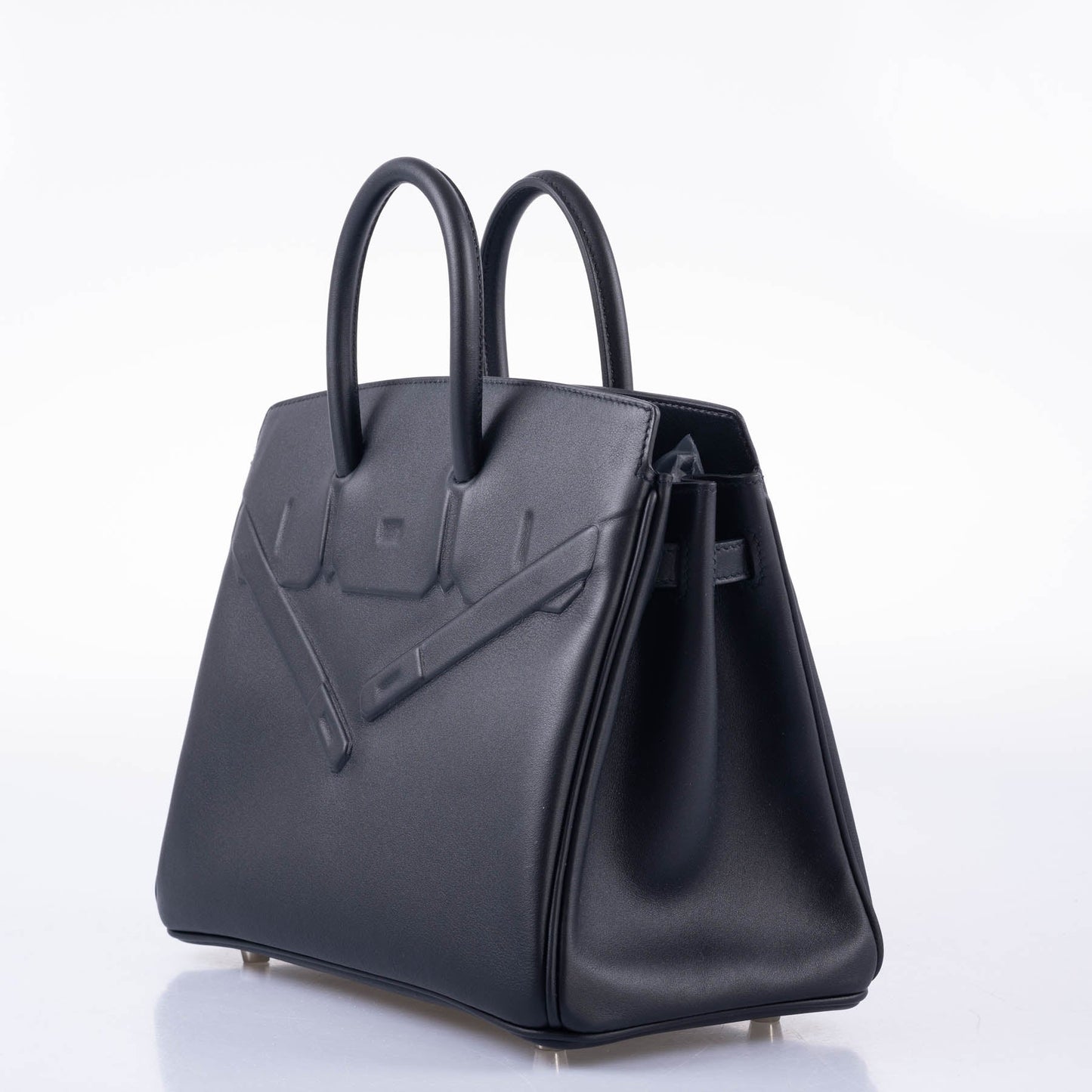 Hermes Shadow Birkin 25 Black Swift Leather Palladium Hardware