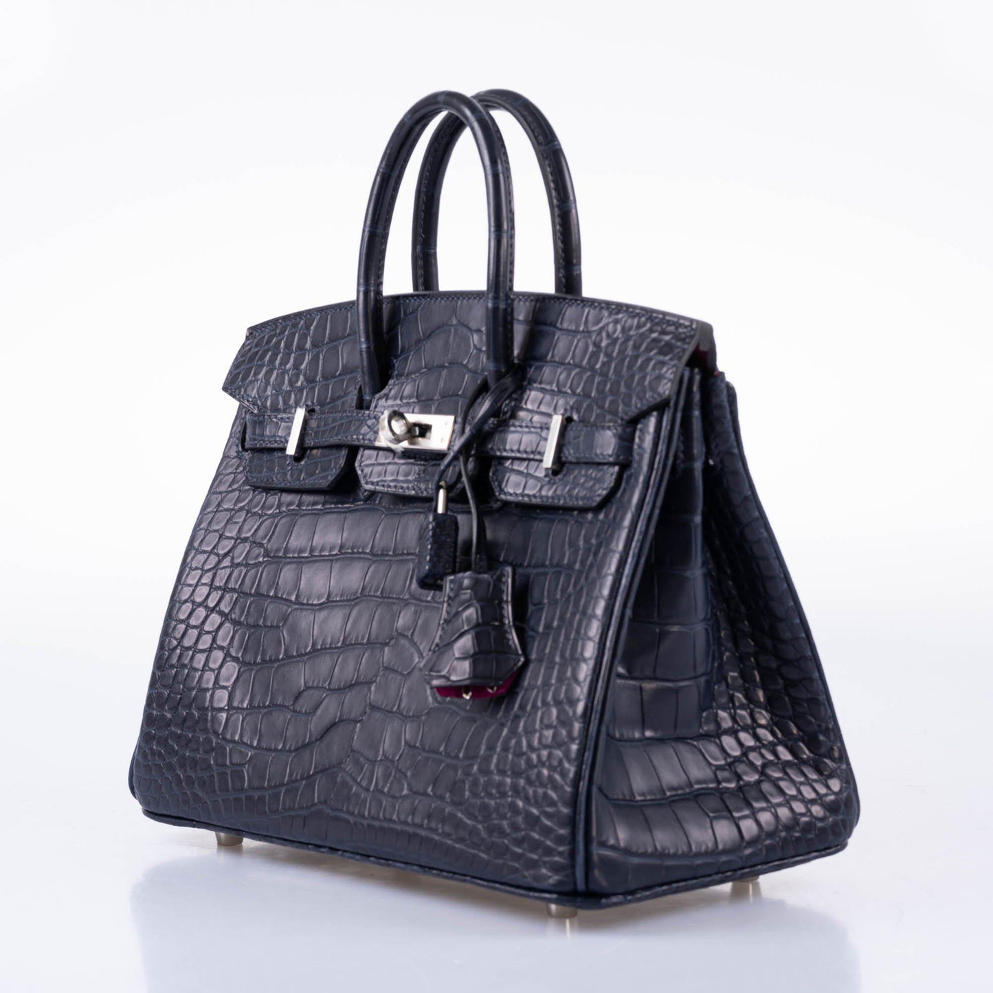 Hermes Verso Birkin 25 Blue Marine Matte Alligator & Rose Scheherazade with Palladium Hardware - 2019, D