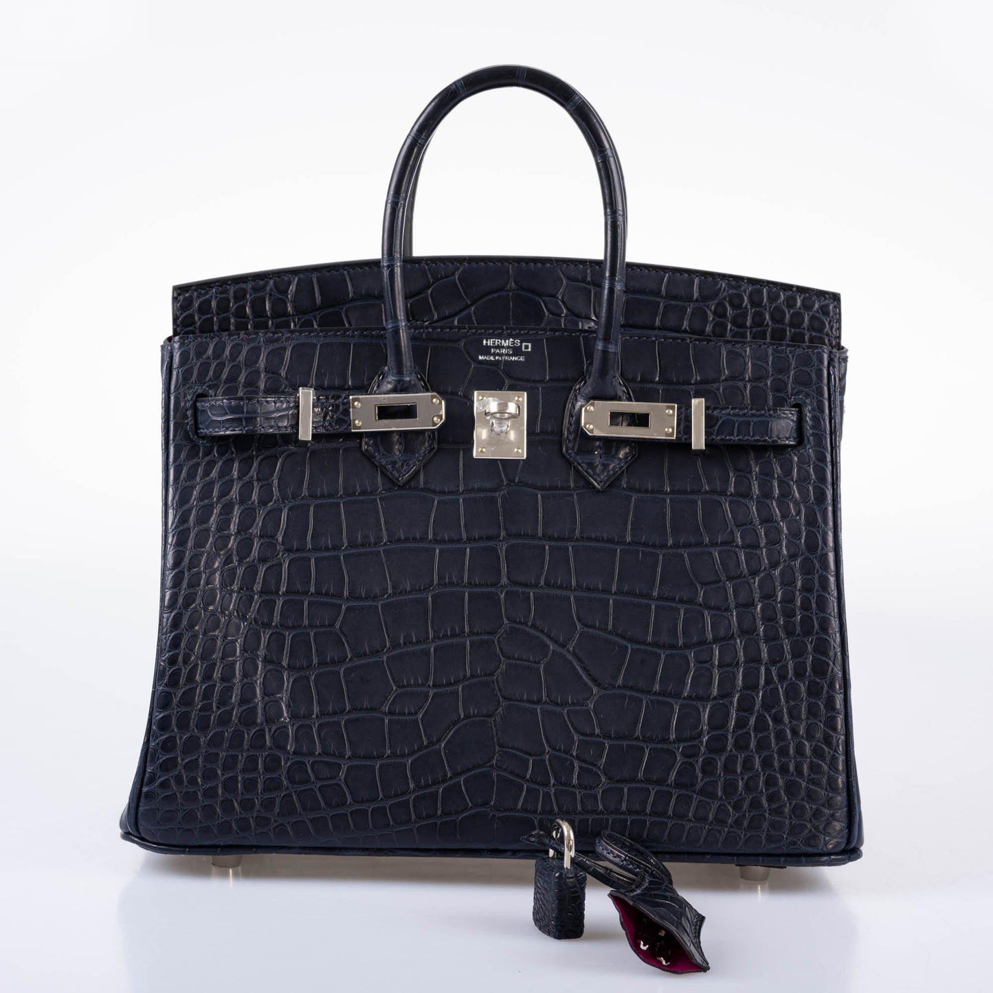 Hermes Verso Birkin 25 Blue Marine Matte Alligator & Rose Scheherazade with Palladium Hardware - 2019, D