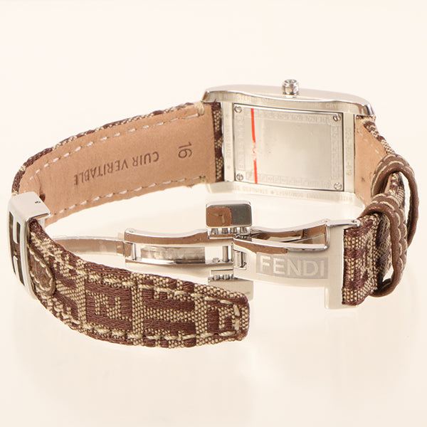 FENDI Ff Pattern Classico Watch Silver/Brown