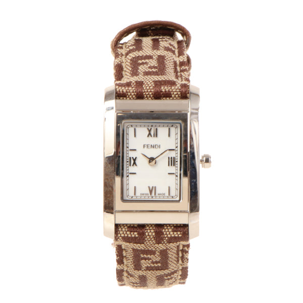 FENDI Ff Pattern Classico Watch Silver/Brown