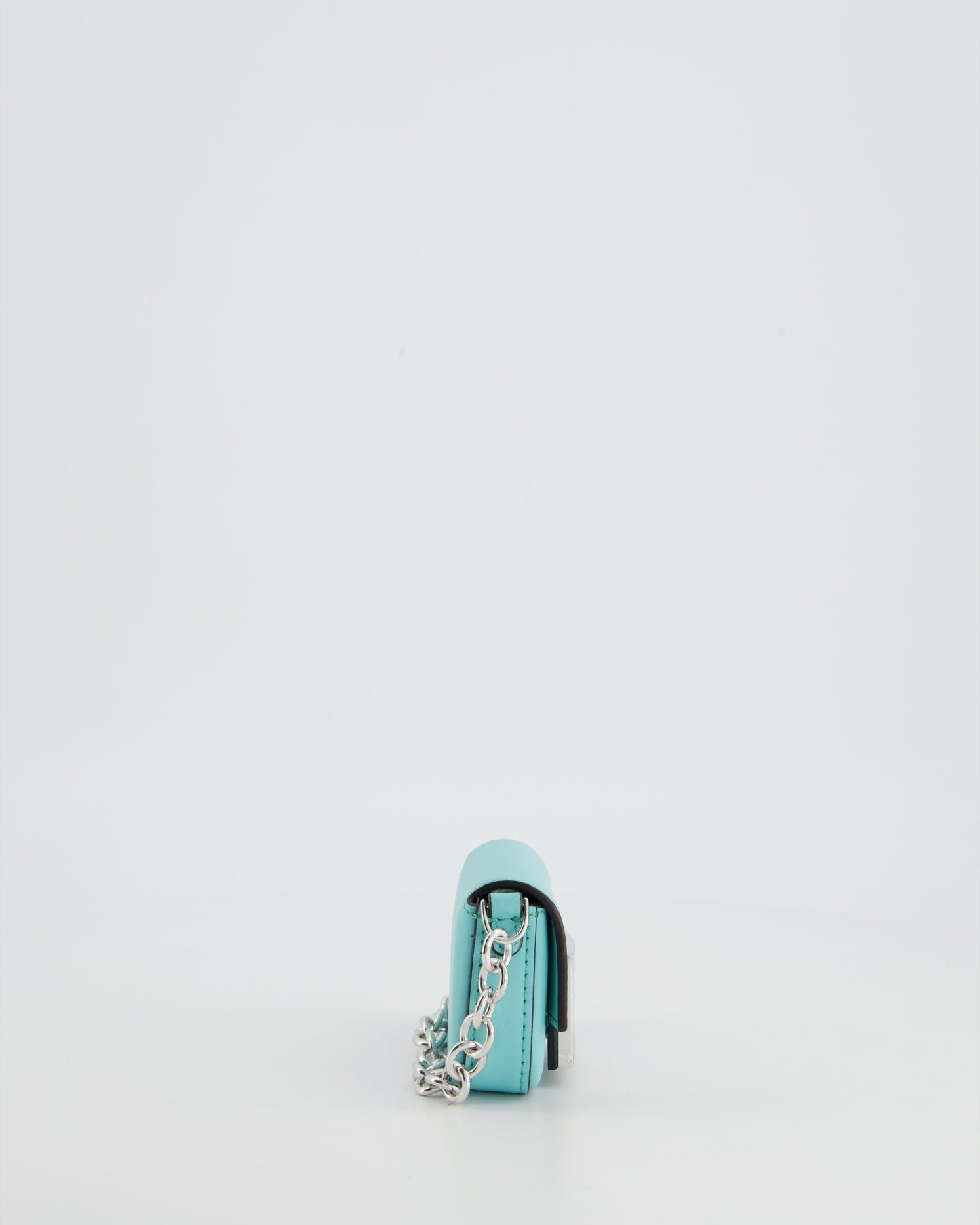 Fendi x Tiffany&Co Tiffany Blue Leather Nano Baguette Bag with Sterling Silver Hardware and Tiffany Tag