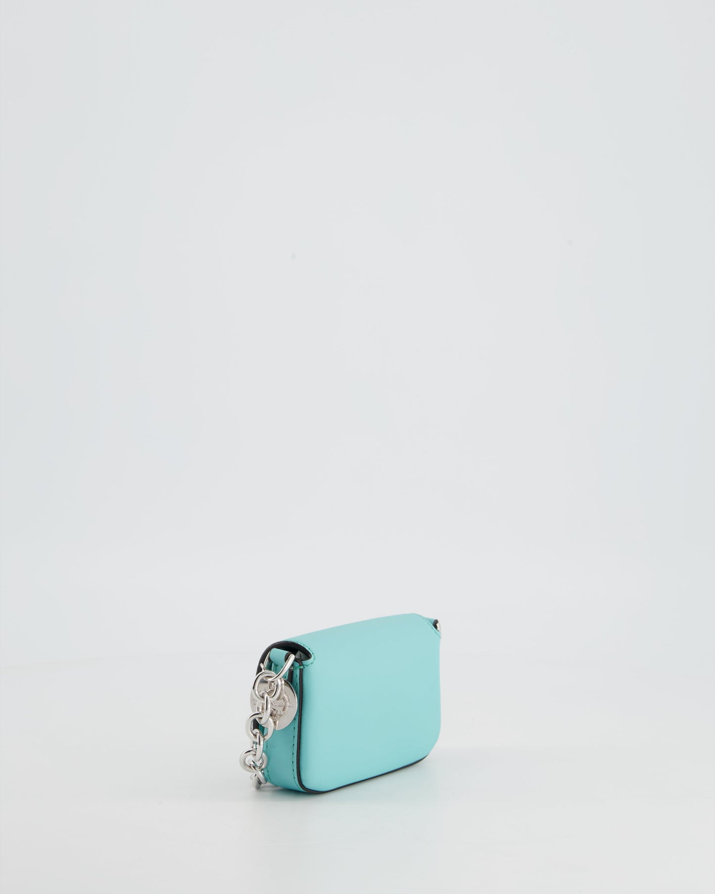 Fendi x Tiffany&Co Tiffany Blue Leather Nano Baguette Bag with Sterling Silver Hardware and Tiffany Tag