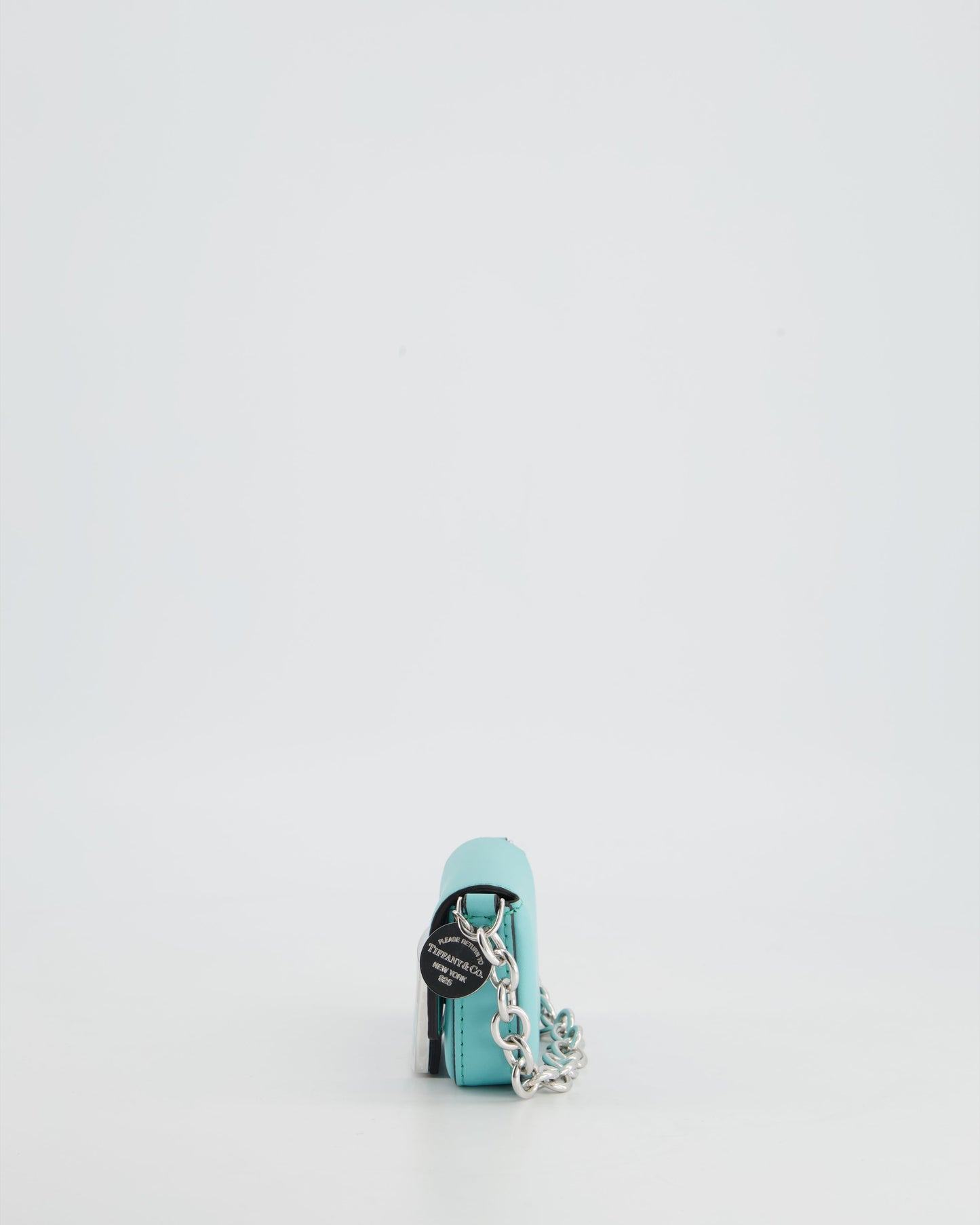 Fendi x Tiffany&Co Tiffany Blue Leather Nano Baguette Bag with Sterling Silver Hardware and Tiffany Tag